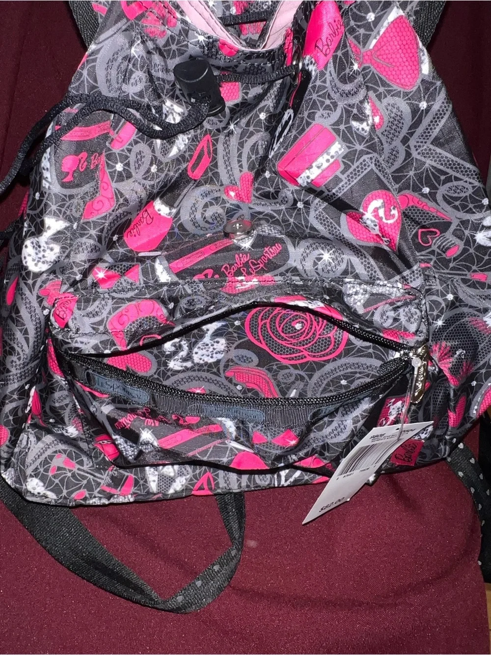 LeSportsac Pink & Black Patterned Women's Backpack artist edition (BARBIE)